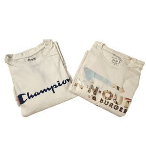 Set of 2 ~ Mens White Tshirts ~ In N Out and Champion ~ size 3XL